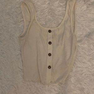 White crop top with buttons